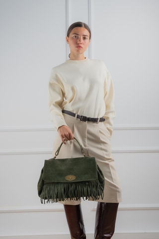 Bolso de piel Mick  - Verde oscuro