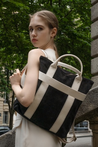 Mochila de piel Gao  - Negro
