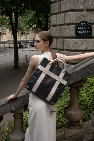 Mochila de piel Gao  - Negro