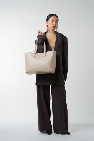 Bolso shopper de piel Sola - Topo