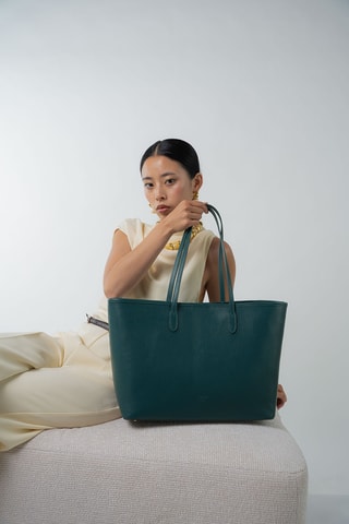 Bolso shopper de piel Sola - Azul pato