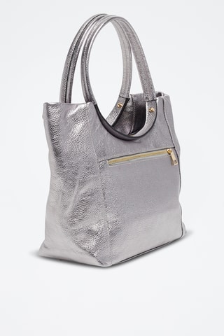 Bolso de piel Julia - Plateado