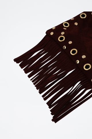 	Bandolera de piel Velvet  - Burdeos