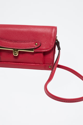 Bandolera de piel Simone - Dorado y rojo