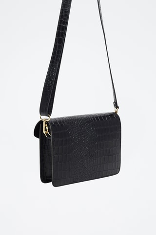 Bandolera de piel Amber crocos - Negro