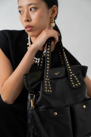 Sac porté épaule en cuir Blaze - Noir