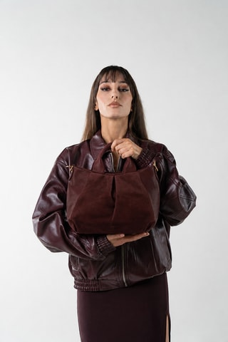 Sac à main en cuir Jeti - Bordeaux