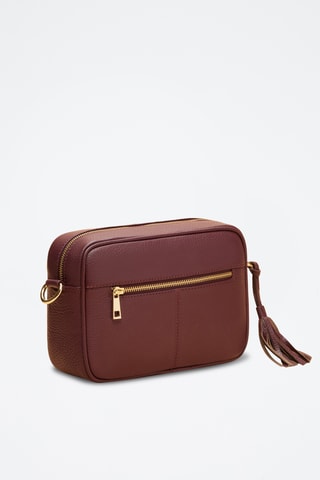 Borsa a tracolla in pelle granulata Aude - Rosso