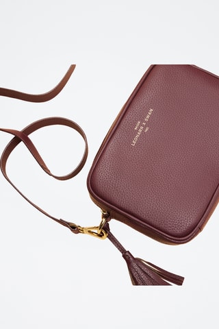 Borsa a tracolla in pelle granulata Aude - Rosso