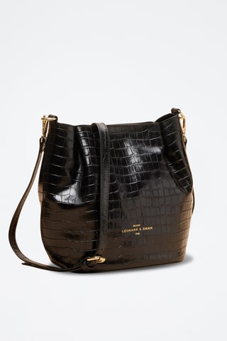 Borsa a secchiello in pelle Juliette - Nero