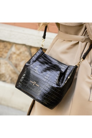 Borsa a secchiello in pelle Juliette - Nero