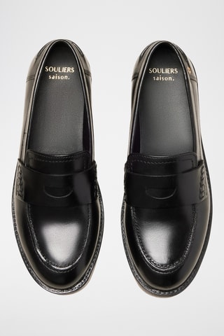 Mocassini con tacco in pelle Lolita - Nero