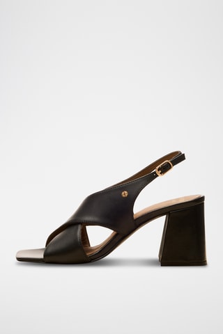 Sandali con zeppa in pelle Arielle - Nero