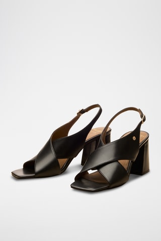 Sandali con zeppa in pelle Arielle - Nero