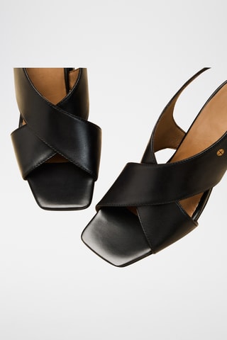 Sandali con zeppa in pelle Arielle - Nero