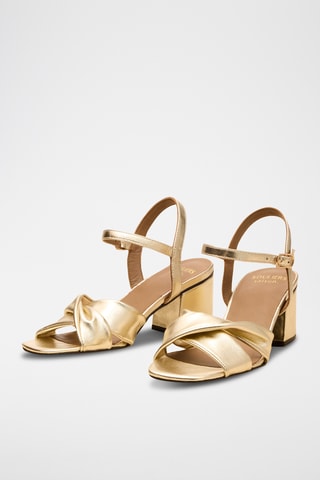 Sandali con zeppa in pelle Cathel - Dorato
