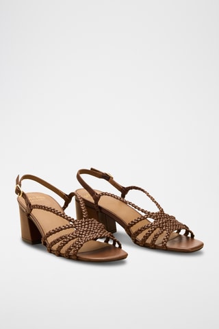 Sandali con zeppa in pelle Aurore - Marrone