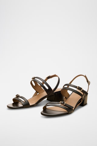 Sandali con tacco in pelle Violaine - Nero