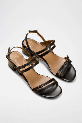 Sandali con tacco in pelle Violaine - Nero