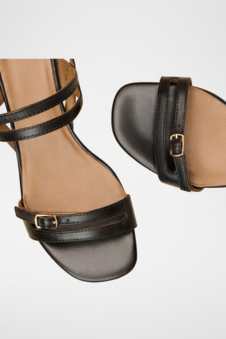 Sandali con tacco in pelle Violaine - Nero