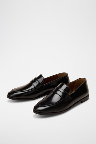 Mocassini con tacco in pelle Guillemette - Nero