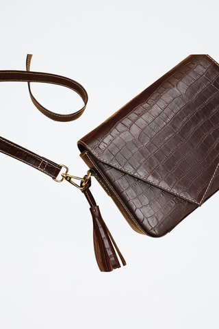 Borsa a tracolla in pelle Bianca - Marrone
