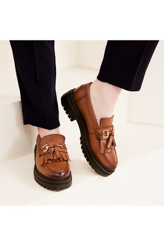 Mocassini platform in pelle Fiona - Cammello