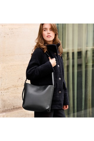 Borsa a secchiello in pelle Diane - Nero