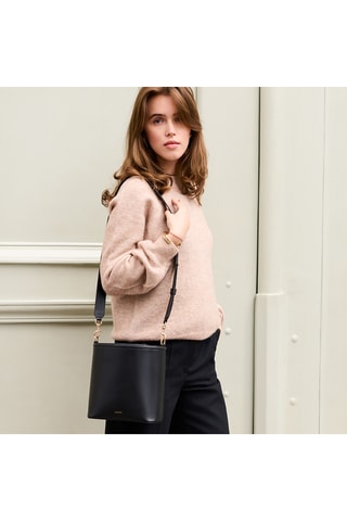 Borsa a secchiello in pelle Gwen - Nero