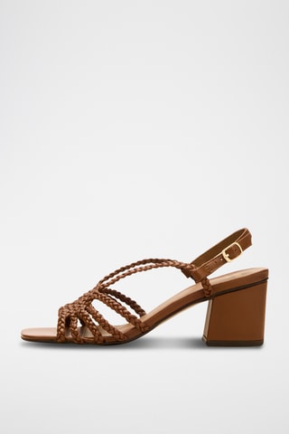 Sandali con tacco in pelle Aurore - Cammello