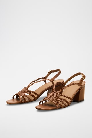 Sandali con tacco in pelle Aurore - Cammello