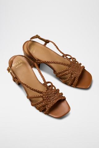 Sandali con tacco in pelle Aurore - Cammello