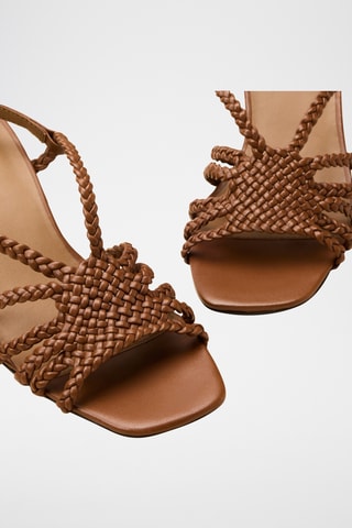 Sandali con tacco in pelle Aurore - Cammello