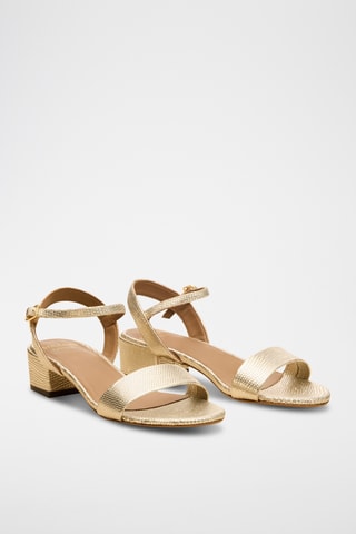 Sandali con tacco in pelle Isabelle - Dorato