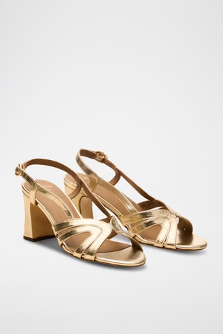 Sandali con tacco in pelle Madeleine - Dorato