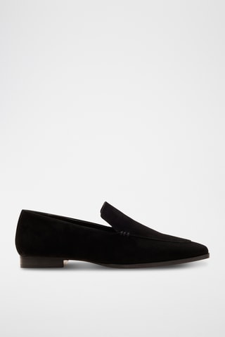Mocassini con tacco in pelle scamosciata - Nero