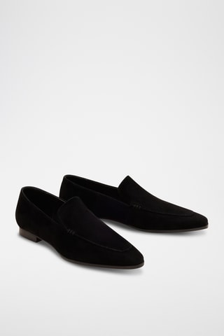 Mocassini con tacco in pelle scamosciata - Nero