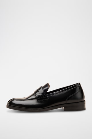 Mocassini con tacco in pelle Gita - Nero