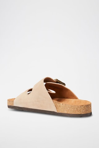 Ciabatte in pelle e pelle scamosciata Giverny - Beige
