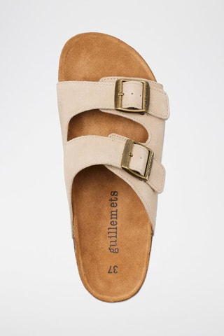 Ciabatte in pelle e pelle scamosciata Giverny - Beige