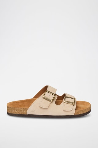Ciabatte in pelle e pelle scamosciata Giverny - Beige