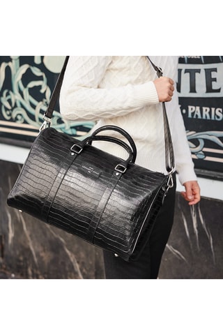 Borsone in pelle - 46 cm - Nero