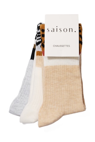 3 paia di calze - Beige, marrone e grigio
