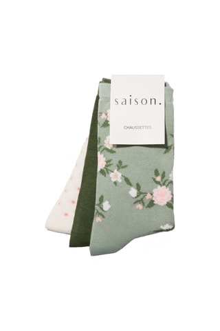 3 paia di calze - Bianco, verde e rosa