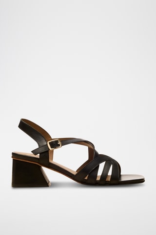 Sandali con zeppa in pelle Aglaé - Nero