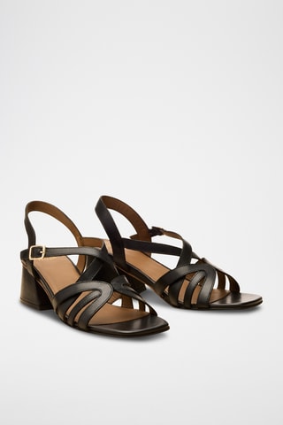 Sandali con zeppa in pelle Aglaé - Nero