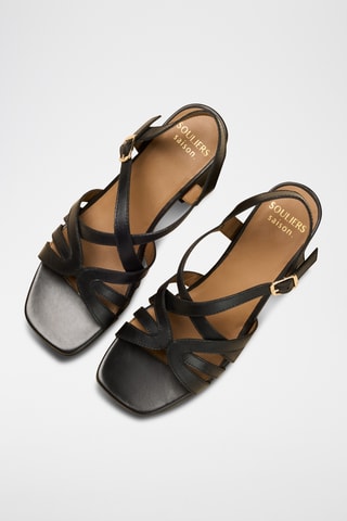 Sandali con zeppa in pelle Aglaé - Nero