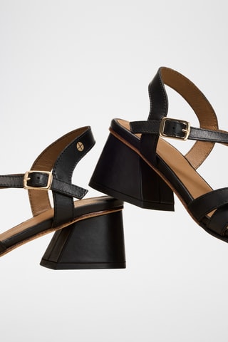 Sandali con zeppa in pelle Aglaé - Nero