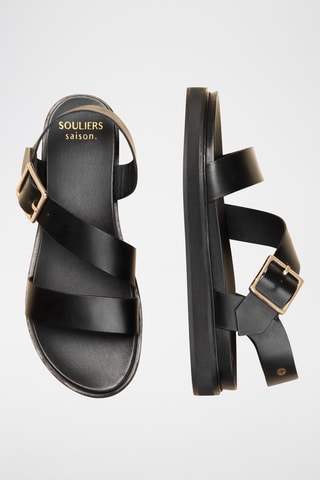 Sandali con tacco in pelle Gabrielle - Nero