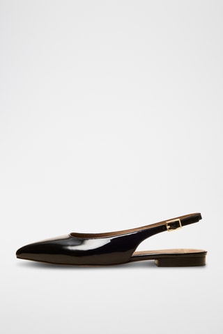 Ballerine con tacco in pelle verniciata Séraphine - Nero